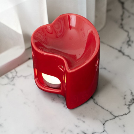 Brûleur Cœur Rouge Céramique | Fondants & Huiles Essentielles