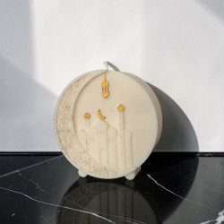 Bougie Aïd – Mosquée & Lune Dorée, Bois de Oud et Ambre, Cire de Colza 175 g