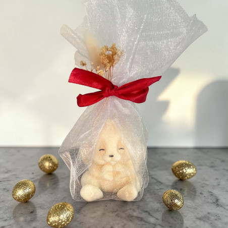 Bougie Lapin parfum Hibiscus – Cire végétale de colza | Décoration de Pâques