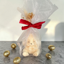 Bougie Lapin parfum Hibiscus – Cire végétale de colza | Décoration de Pâques