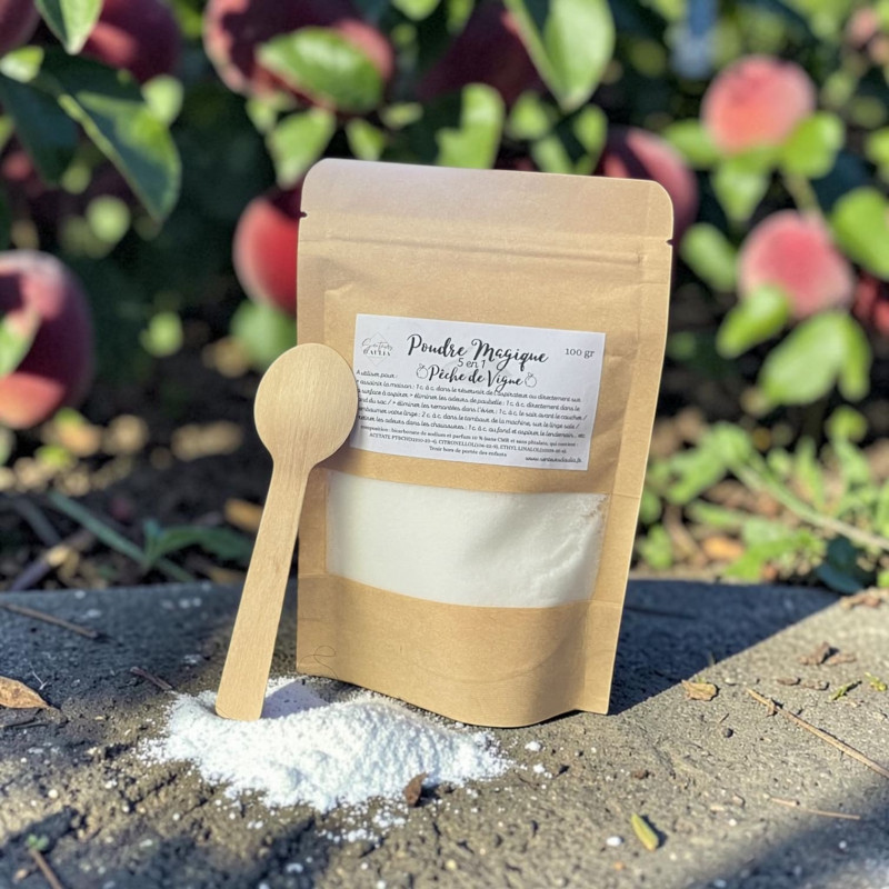 Poudre parfumée Pêche de Vigne | Désodorisant naturel multi-usages maison