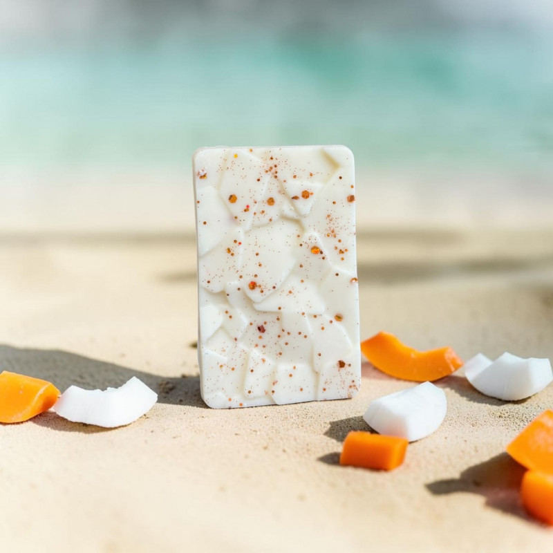 Tablette parfumée artisanale à casser Coco Papaye – senteur exotique et fruitée