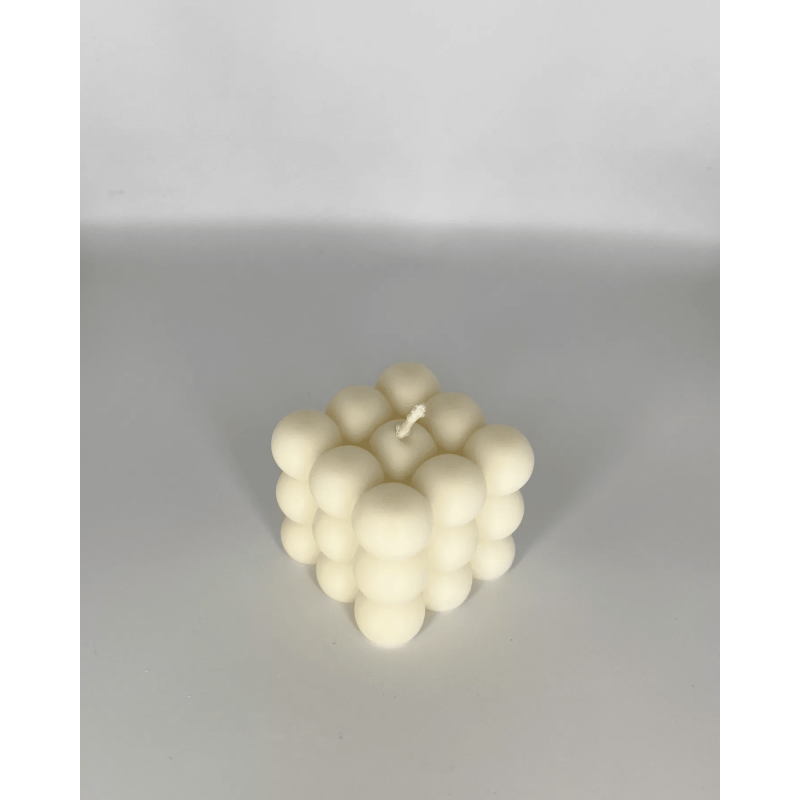 Bougie Moulée Cire de Colza – Cube à Bulles Parfumé, personnalisable