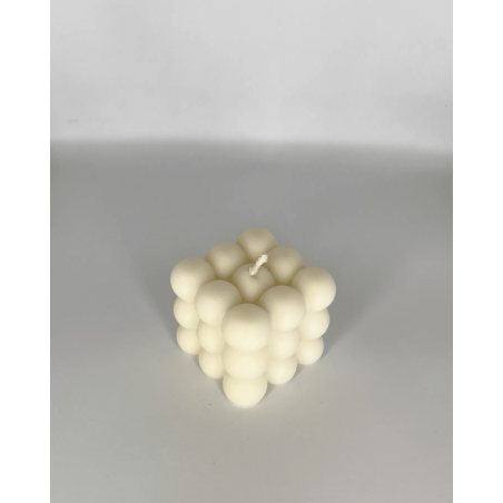 Bougie Moulée Cire de Colza – Cube à Bulles Parfumé, personnalisable