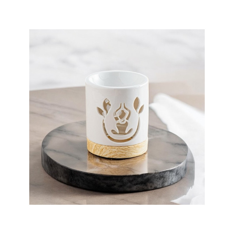 Brûleur en Céramique Blanc avec Symbole ZEN – Femme en Lotus