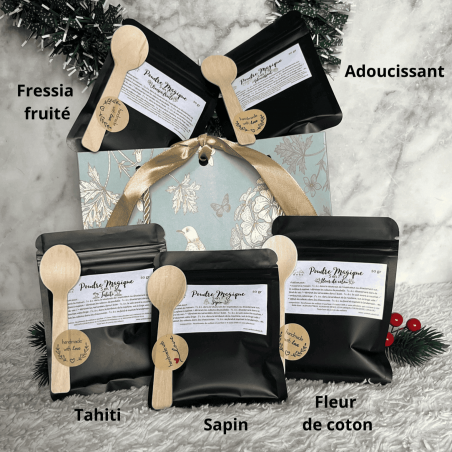 Coffret Cadeau Noël Parfumé Personnalisable – Fondants, Spray d’Intérieur, Poudre 5-en-1 & Brûleur – Idée Cadeau Originale