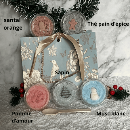 Coffret Cadeau Noël Parfumé Personnalisable – Fondants, Spray d’Intérieur, Poudre 5-en-1 & Brûleur – Idée Cadeau Originale