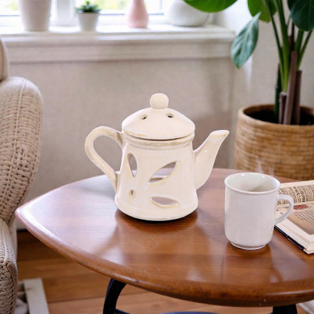 Brûleur en Céramique Forme Théière – Diffuseur Élégant pour Fondants
