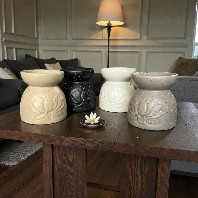 Brûleur en céramique Fleur de Lotus | Diffuseur bougie chauffe-plat | Idéal pour fondants et tablettes parfumées artisanales