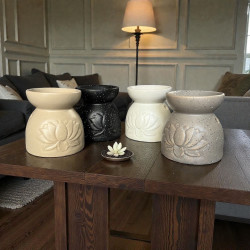 Brûleur en céramique Fleur de Lotus | Diffuseur bougie chauffe-plat | Idéal pour fondants et tablettes parfumées artisanales
